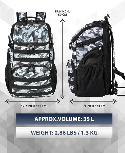 TRAILKICKER Basketball Bag Backpack with Ball Holder Multi-Sport Backpack for Soccer Volleyball Football Baseball Helmet