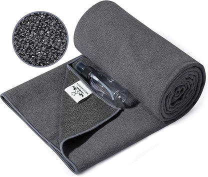 Heathyoga Yoga Mat Towel Non Slip for Hot Yoga Towel with Silicone Grip & Free Spray Bottle, 72"X26" Extra Large Microfiber Yoga Towel for Bikram, Pilates, Fitness