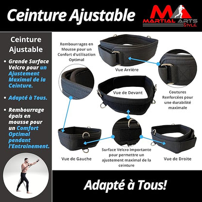 Boxing Resistance Bands for MMA Martial Arts Resistance Training at Home for Punches/Kicks, 150lbs Exercise Bands Full Body Fitness Workout to Enhance Explosive Power/Speed/Agility