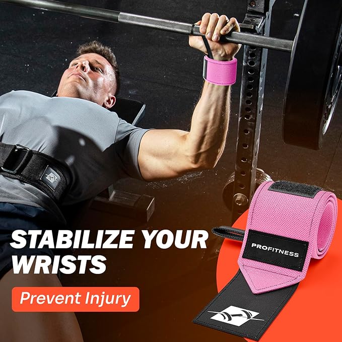 ProFitness Wrist Wraps for Weightlifting with Premium Lifting Straps - Weight Lifting Wrist Wraps and Gym Straps Ideal for Men & Women Workout & Training - Workout Straps with Wrist Support