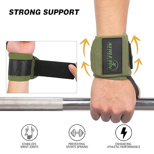 Professional Wrist Wraps, Heavy-Duty Support with Thumb Loop 18 Inch Pair for Powerlifting, Bodybuilding, Cross Training - Mesh carry pouch included (Blue)