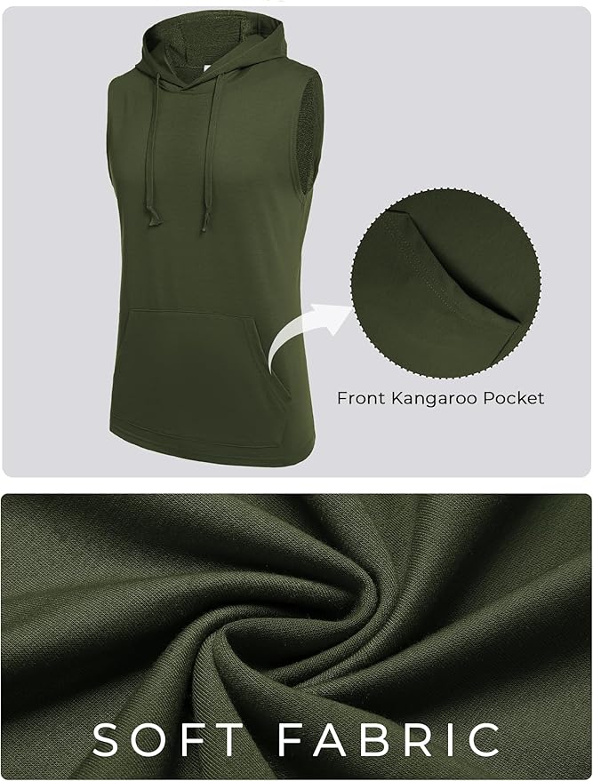 COOFANDY Mens Sleeveless Workout Hoodie Shorts Set 2 Piece Outfits Hooded Tank Tops Gym Tracksuit Sweatsuits