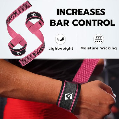 AQF Lifting Wrist Straps for Weightlifting, Powerlifting & Deadlifts – 23” Neoprene Padded Cotton Straps for Strength Training & Gym Workouts - Maximum Grip Support for Men & Women