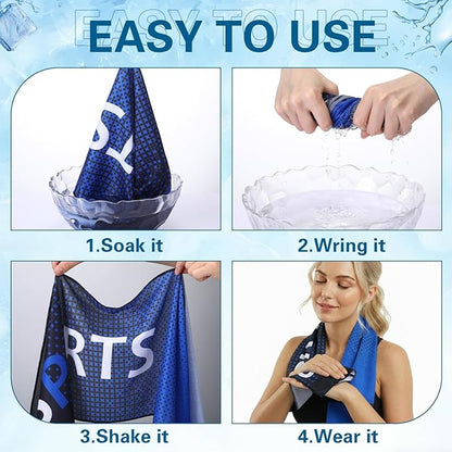 Frienda 12 Pcs Cooling Towels for Neck and Face 40"x12" Soft Breathable Chilly Towel Ice Sport Microfiber Sweat Rag for Yoga Sport Running Gym Workout Camping Fitness Party Favors Team Gift