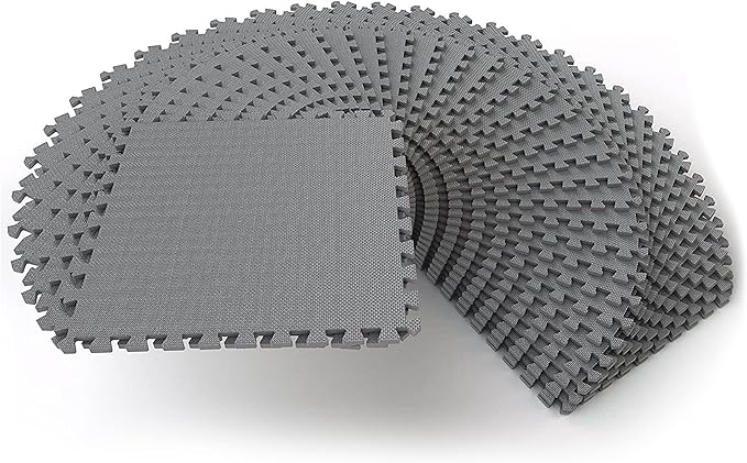 BalanceFrom Puzzle Exercise Mat 1/2" Thick, EVA Interlocking Foam Floor Tiles for Home Gym, Mat for Home Workout Equipment, Floor Padding for Kids, Multiple Sizes and Colors