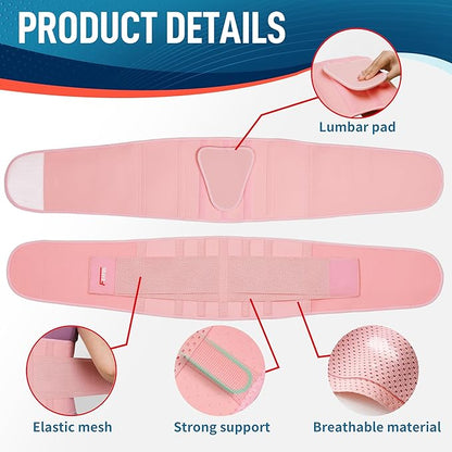 FEATOL Back Brace for Lower Back Pain, Breathable Back Support Belt for Women & Men with Lumbar Pad, Lumbar Support Belt for Heavy Lifting & Work, Pink, 2XL (Circumference:38.6-51.2")