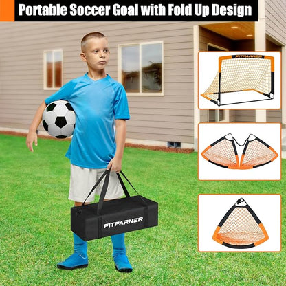 Kids Soccer Goals for Backyard Set - 2 Pack of Portable Pop Up Soccer Nets with Ball,Cones,Complete Training Equipment Kit for Toddler,Youth,Kids Age 3-14,Outdoor Sports Game