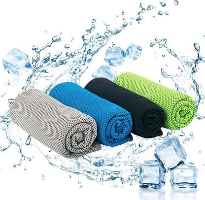 CIVPOWER 4 Pack Cooling Towels (40"x12"): Breathable Cooling Towel for Neck and Face - Microfiber Soft Chilly Towel for Yoga Gym Sport Running Workout Camping Climb
