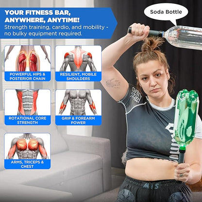 Modular Fitness Bar – 6-in-1 Portable Home Gym System for Clubbell, Mace, Forearm Training, Jump Rope, Dumbbell & Barbell | Adjustable Weight Bar for Strength, Posture & Full Body Workouts