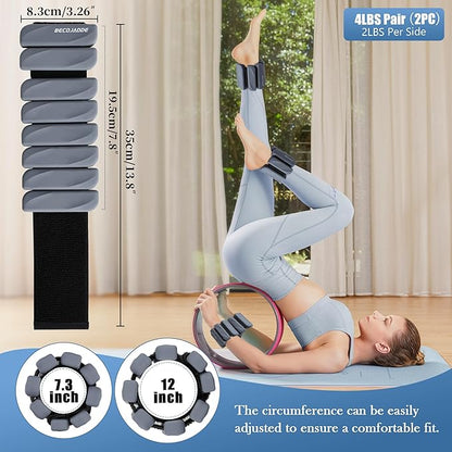 Ankle Weights Set of 2 (1 lb/2 lb Each) for Women Men Adjustable Wrist Bracelet for Home Gym Weighted Bangles Wristbands Leg Arm Weights for Walking Swimming Running Pilates Yoga Gym