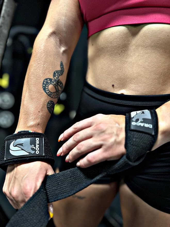 Lifting Wrist Straps - Padded Neoprene for Weightlifting, Bodybuilding, Powerlifting, Strength Training, Deadlift - 23.5" L x 1.5" W Cotton with Heavy Duty Stitching