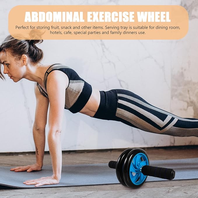 Abdominal Exercise Wheel Two-wheel Fitness Roller Silent Core Trainer for Home Strength Training and Ab Workout Equipment Random Style
