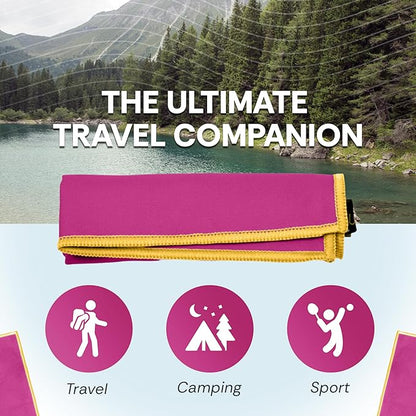 Backpacking Ultralight Quick Dry Microfiber Soft Fast Drying Hand and Face Towel Wash Cloth Camping Yoga Hiking Active Lifestyle Small (Magenta, Small)