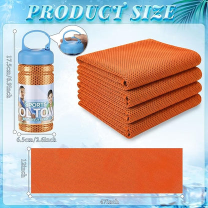 Honoson 10 Pack Cooling Towels Bulk - 47"x12" Soft Breathable Ice Towels for Neck & Face, Portable Chilly Rags Microfiber Sweat Rags for Yoga, Sports, Gym, Workout & Fitness(Orange)