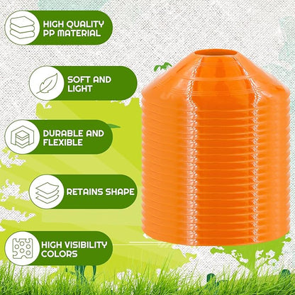 60/30 Pack Soccer Training Cones - Agility Cones with Carry Bag, Sturdy Disc Cones for Sports Training, Soccer, Football, Basketball, Indoor Outdoor Sports, Festive Events, Field Cone Markers