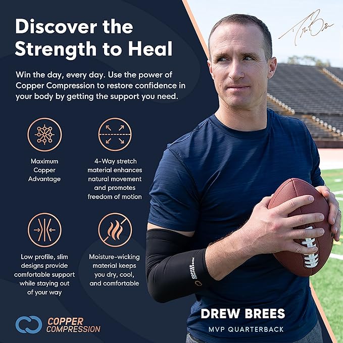 Copper Compression Recovery Shoulder Brace - Immobilizer for Torn Rotator Cuff, AC Joint Pain Relief, Dislocation, Arm Stability, Injuries, Tears - Adjustable Fits Men, Women - Tan - One Size - S/M