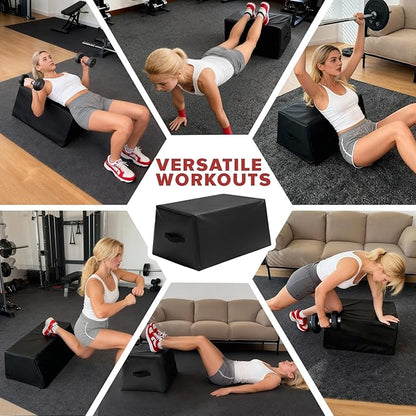 Hip Thrust Bench, Multi-Functional Hip Thrust Box for Home Gym, Non-Slip Hip Thrust Machine for Glute Bridge, Glute Workout Equipment Core Strength Training