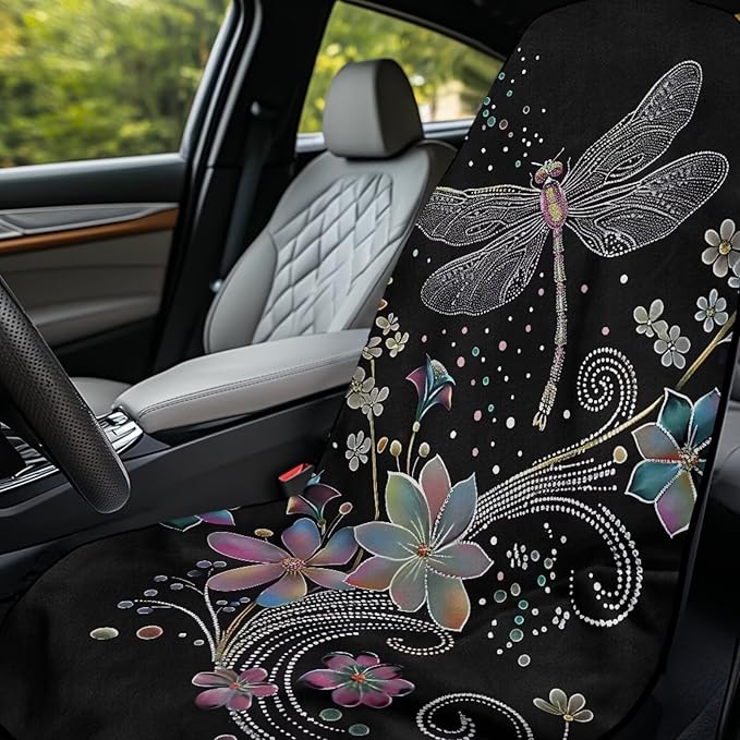 Bulopur Dragonfly Seat Cover Towels for Runners Boho Floral Beach Towel Car Seat Cover Machine Washable Easy to Install Sweat Towel Carseat Covers Universal Fit