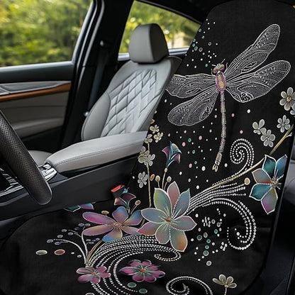 Bulopur Dragonfly Seat Cover Towels for Runners Boho Floral Beach Towel Car Seat Cover Machine Washable Easy to Install Sweat Towel Carseat Covers Universal Fit