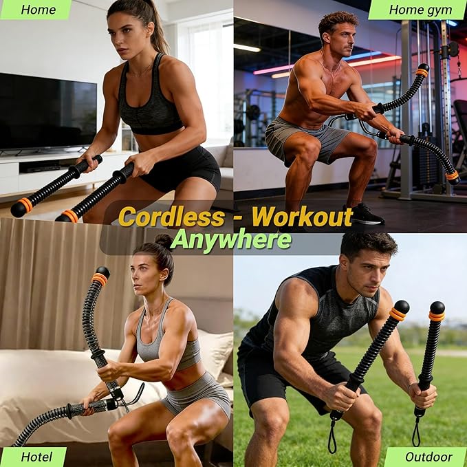 Adjustable Weighted Ropeless Battle Ropes, Portable Arm Exerciser Rope for Home Gym - HIIT, Power sports & High-Intensity Interval Training, Portable Workout Equipment for Men & Women