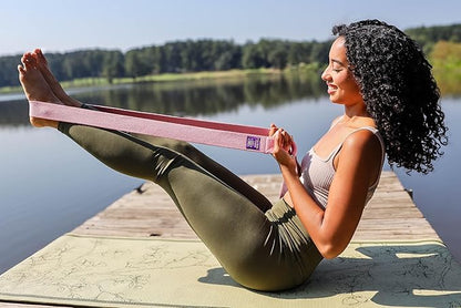 Adaptive Yoga Strap, Stretching Strap, 2 Inches Wide, 100% Naturally Soft Cotton, Steel D-Rings, Includes Natural Cotton Drawstring Storage Pouch and Instructional E-Book