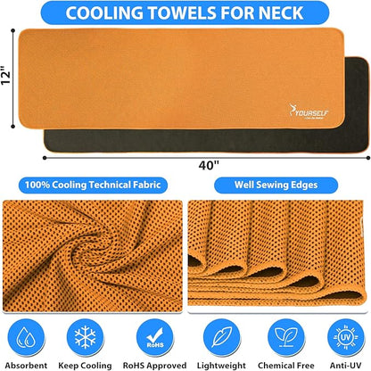 SYOURSELF Cooling Towel, Cooling Towels for Neck,40" x 12"Ice Towel for Instant Cooling Relief, Soft Breathable Chilly Towel, Perfect Yoga, Golf, Sports, Gym, Workout, Athletes Towel (1PC-Orange)