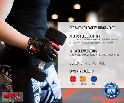 MRX Weight Lifting Pro Level Gloves with 18 Inches Long Wrist Strap Gym Workout Exercise & Fitness in