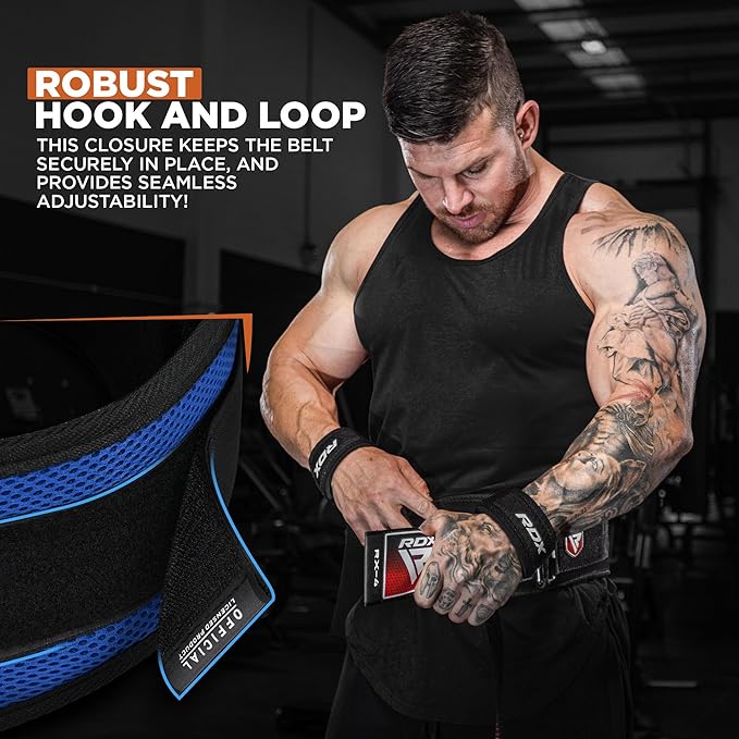 RDX Weight Lifting Belt, Curved Padded Back Lumbar Support, Fitness, Core Exercise Workout Bodybuilding Powerlifting Deadlifts Squats, Ladies Gents Men Women Home Gym Equipment
