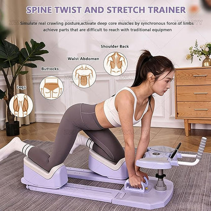 6-in-1 Crawling Training Machine,Back Stretcher Pro Spine Trainer,for Spinal Decompression & Lower Back Pain Relief, Waist Ab Twist Core Workout Equipment for Home Gym Purple