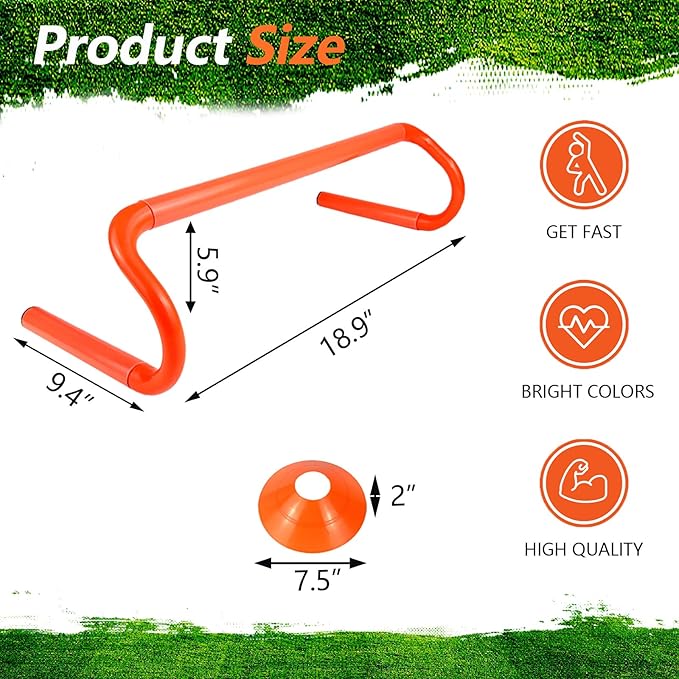 10 Pcs 6" Speed Agility Training Hurdles with 6 Marker Cone Durable Training Hurdle Agility Plyometric All Purpose Speed Hurdle Equipment for Athletes Soccer Basketball Football Practice