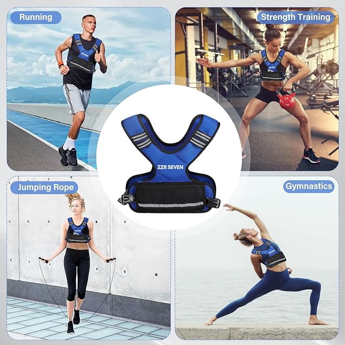 Weighted Vest for Women and Men, 4-10lbs/11-20lbs Adjustable Weighted Vest with 6 Iron Sand Weights, Running Vest for Strength Training, Workout, Running, Fitness, Weight Loss