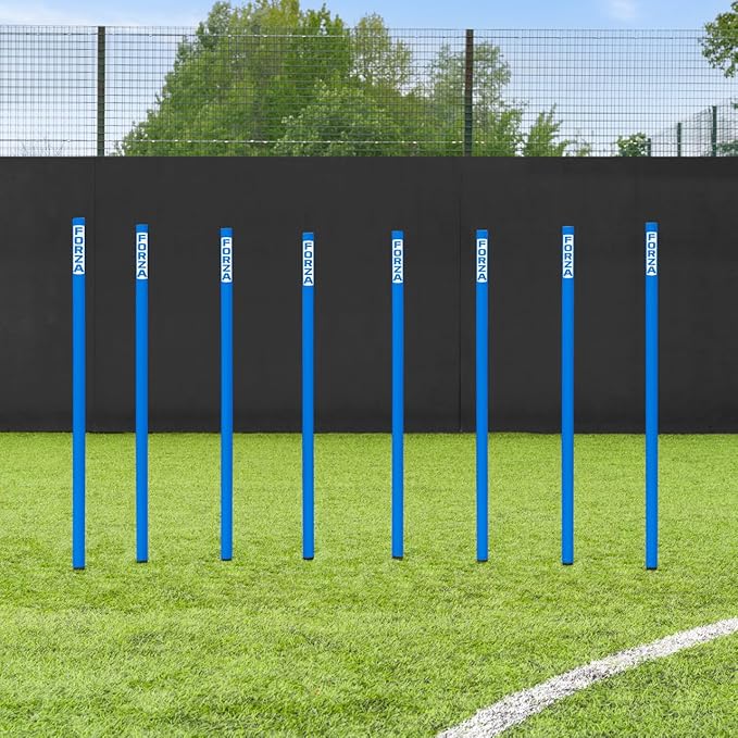 FORZA Slalom Agility Poles | Improve Endurance, Speed & Footwork | Color, Size & Rubber Base Options Available [8 Pack]