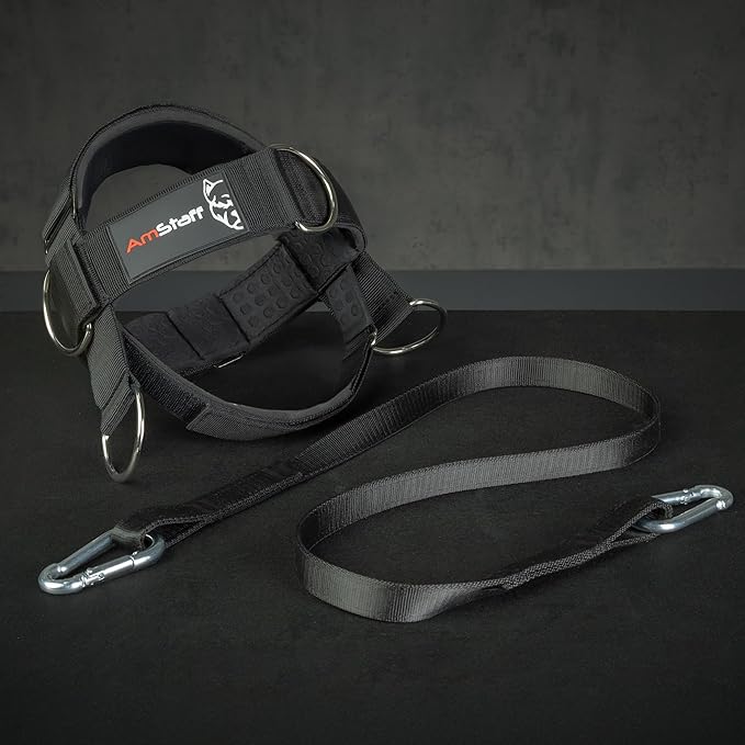 AmStaff Fitness Neck Harness for Weight Lifting – Adjustable Head & Chin Strap for Neck Strength, Muscle Building, Workout Training & Injury Recovery Support