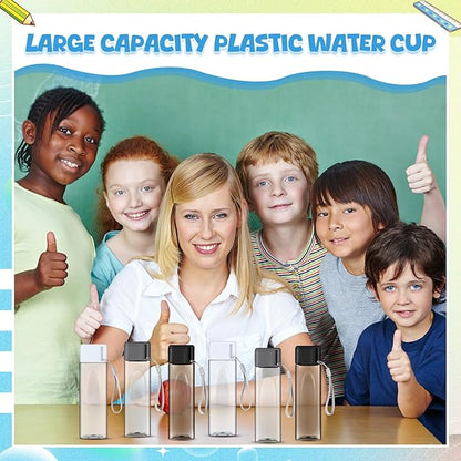 Mifoci 20 Pieces Water Bottle Bulk 17 oz Plastic Water Bottles Bulk Gym Sports Adults Reusable Large Drinking Cups for Outdoor Fitness(Grey, White, Black,Rectangle)