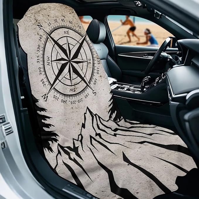Bulopur Mountain Waterproof Sweat Towel Car Seat Cover Anti-Slip Bucket Seat Protector Universal for Cars SUV Truck Van Sedans Beach Towel Machine Washable