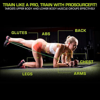 ProsourceFit Single Stackable Resistance Bands with Door Anchor and Exercise Guide, 8-12 LB, Heavy Duty Fitness Tube for Full-Body Exercises and Home Workouts