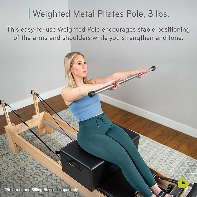 Balanced Body Weighted Metal Pole, Weighted Bar for Home or Studio Workouts, Exercise Equipment for Home Fitness or Gym Use