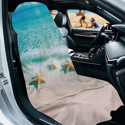 Bulopur Beach Starfish Car Seat Towel Cover After Gym Workout Beach Swimming Sweating Car Seat Cover Fits for Car SUV Sedan Truck Front Seats