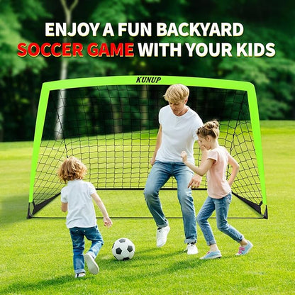 2 Set Kids Soccer Goals for Backyard with Training Equipment, Portable Foldable Practice Nets with Ball, Dice & Mat, Cones, Air Pump and Carry Bag for Toddler Youth Outdoor Sports Game