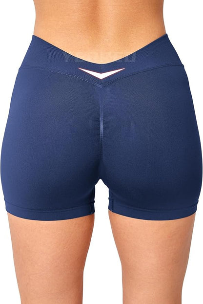 YEOREO Workout Scrunch Shorts Women V Back Gym Butt Lifting Liz High Waisted Seamless Shorts
