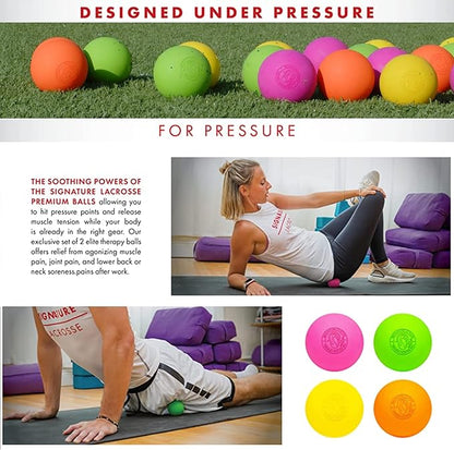 Signature Lacrosse Ball Set - Packs of 2, 4, 8, 12, and 120 - No Chemical Smell Massage Balls, Myofascial Release Tools, Back Roller, Muscle Knot Remover