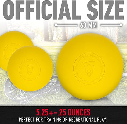 Franklin Sports Lacrosse Balls - Official Size Lax Balls for Practice - Rubber 63mm Outdoor Lacrosse Balls - Great for Muscle Massage Therapy + Yoga - White + Yellow