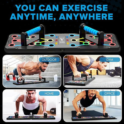 Foldable Push Up Board - Home Workout Equipment with Color-Coded System - Multi-Functional Push-Up Stands for Strength Training, Chest, Arms & Core - Portable Gym for Men & Women