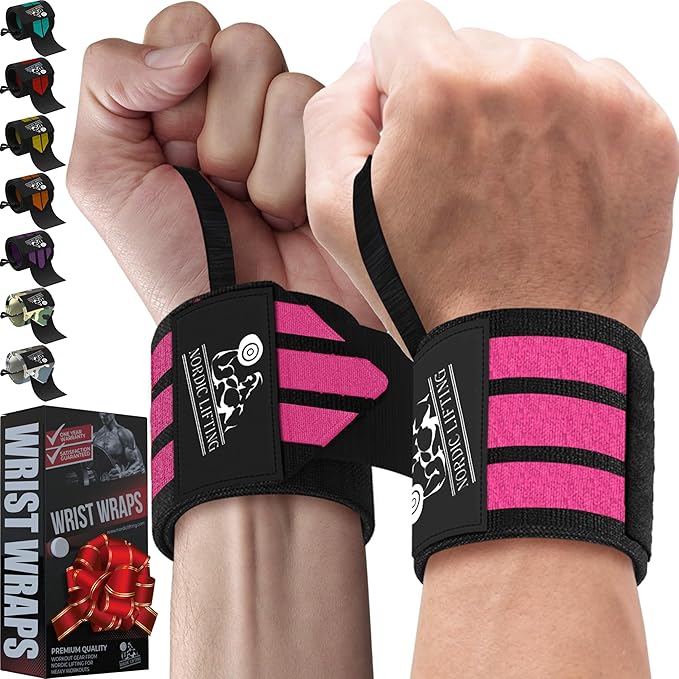 Nordic Lifting Wrist Wraps (1 Pair/2 Wraps) – Lifting Wrist Wraps with Thumb Loop for Weightlifting, Powerlifting & CrossFit – Durable Wrist Support Straps for Men & Women – Gym Essentials for Heavy Lifts