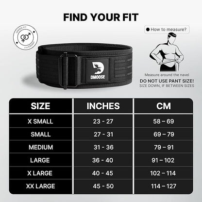 DMoose Weight Lifting Belt - Auto Locking Gym Belt for Olympic Training, WOD, Cross Training for Men and Women - 4" Nylon Workout belt with Adjustable Buckle - Provides Lumbar Support and Stability
