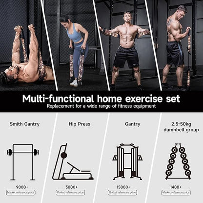 INNSTAR Upgraded Portable Home Gym 5.0, Full Body Workout System with Resistance Bands, Detachable Fitness Bar, Handles, Door Anchor for Home, Travel, Gym