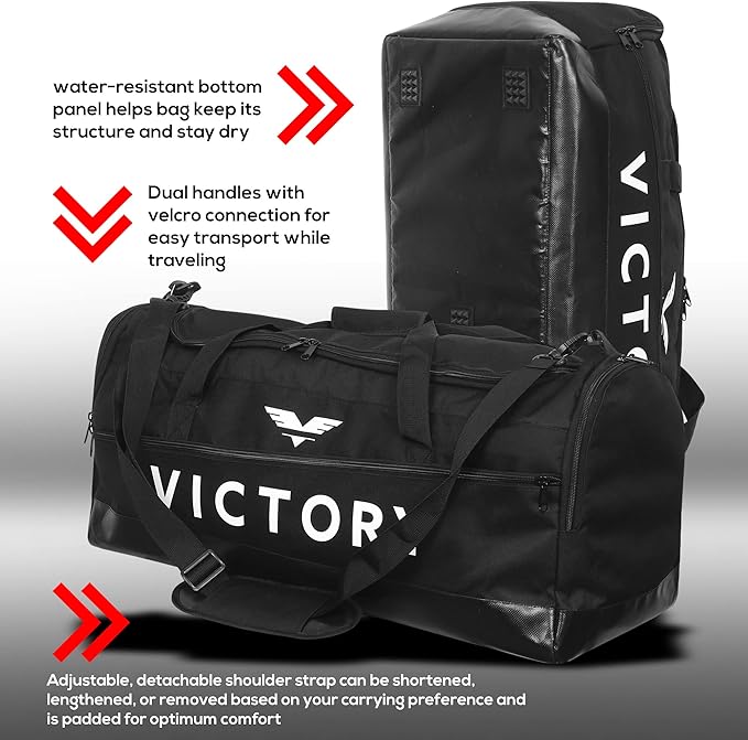 Large Breathable Duffle Bag for MMA Gear, Boxing Gear, Gym or other Sports (Black)