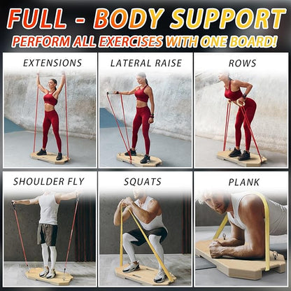 J Bryant Bamboo Resistance Band Workout Platform - Complete Set with Tube Bands, Handles, Bar & Loop Hooks for Full-Body Strength, Rehab, Mobility & Functional Training