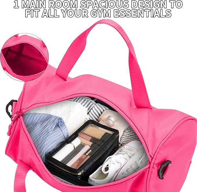 Mini Gym Bag for Women Small Duffle Bag Mini Gym Tote Bag Sport Bag for Yoga Swimming Dance (RoseRed)