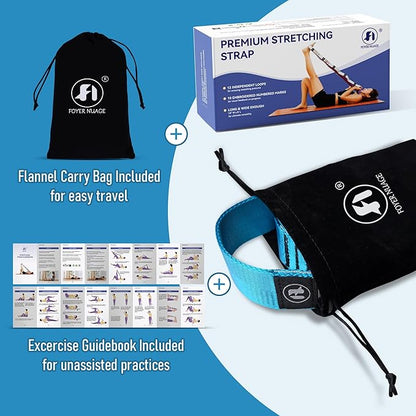 Stretch Bands for Exercise, Non Elastic Yoga Stretching Strap with Loops, 3.8cm x 2.45m, Stretching Bands for Physical Therapy, Yoga, Pilates, Dance, Gymnastics Exercise